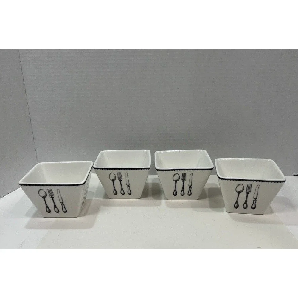 Ciroa Cutlery Porcelain Simple Serve Square Appetizer Bowls Set Of 4 Durable